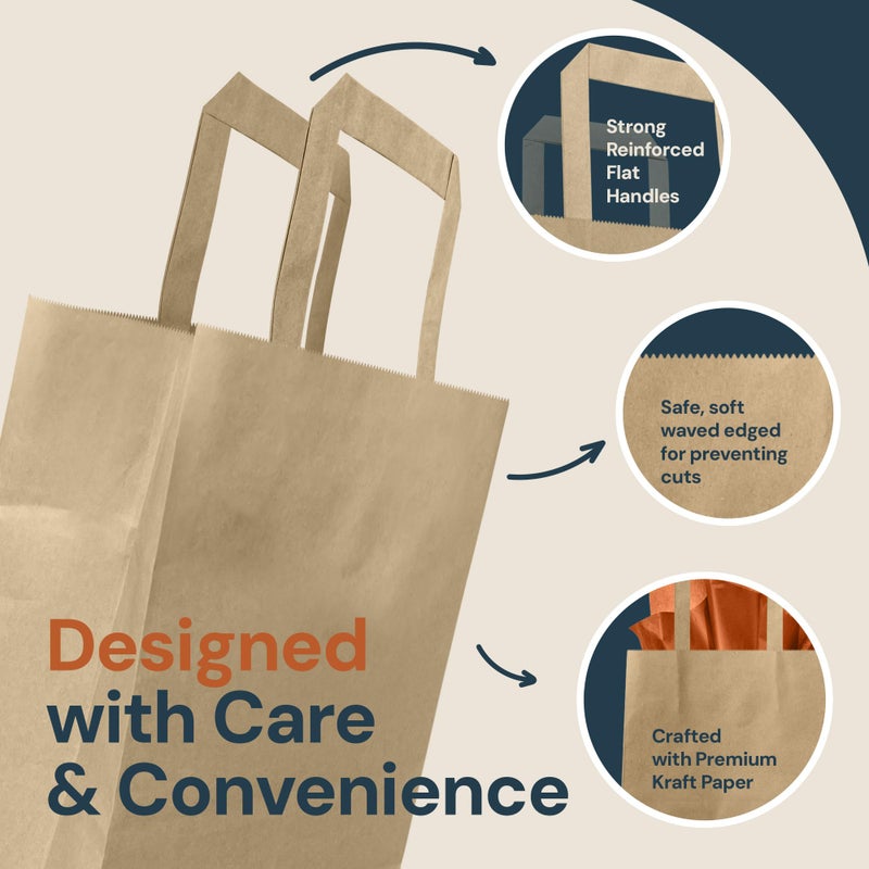 Reli. 8x4.5x10.25 in. Brown Paper Bags with Handles | 110 Pack | Kraft Brown Paper Bags with Flat Handles Bulk | Ideal for Gifts, Retail, Shopping, Merchandise, Crafts - Image 4